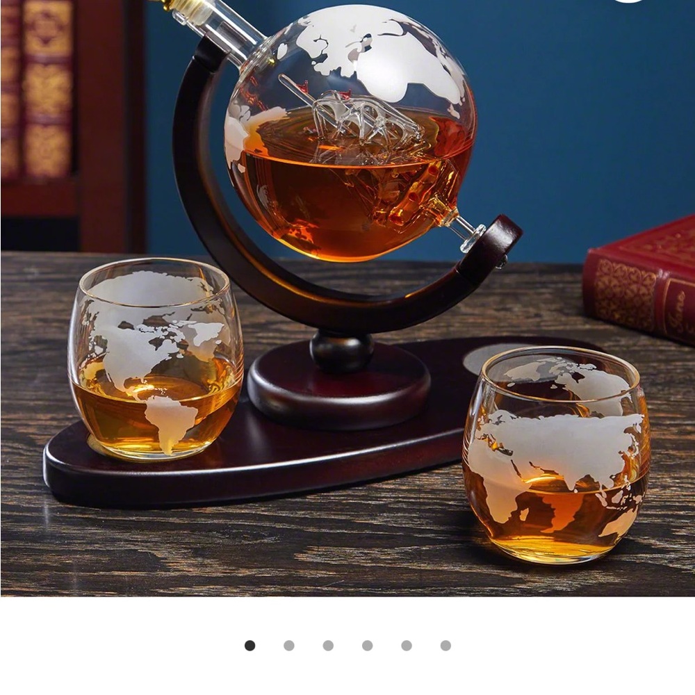 Globe Whiskey Decanter Set with Glasses